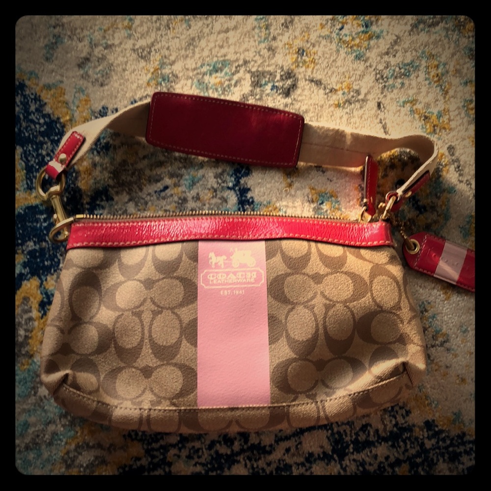 Coach monogram pink leather purse